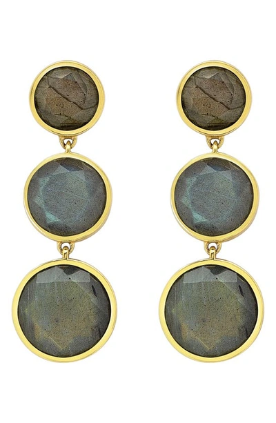 Shop Dean Davidson Iconic Triple Drop Earrings In Labradorite/gold