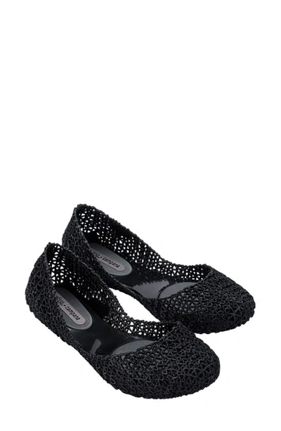 Shop Melissa Campana Papel Vii Jelly Flat In Black Glitter/ Black