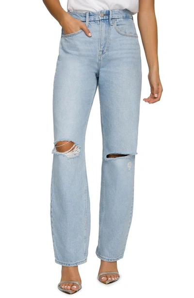 Shop Good American Good '90s Ripped High Waist Relaxed Jeans In Light Blue