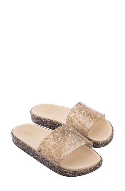 Shop Melissa Beach Slide Sandal In Clear Glitter/ Beige