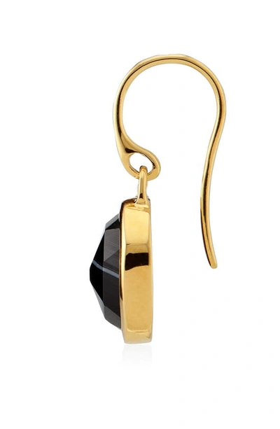 Shop Monica Vinader Siren Bezel Set Drop Earrings In Black Line Onyx/ Yellow Gold