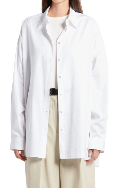 Shop The Row Luka Oversize Soft Cotton Shirt In Optic White