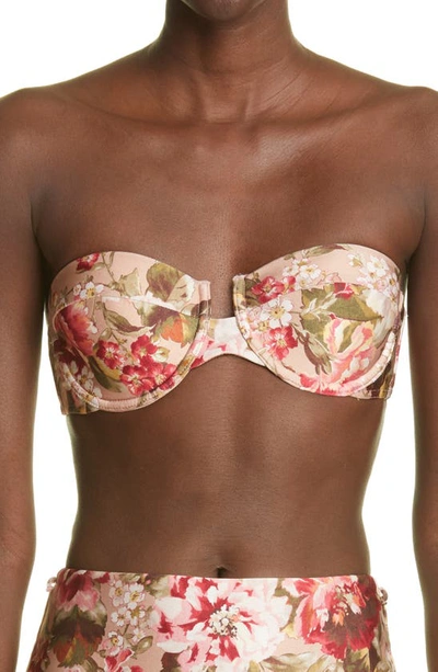 Shop Zimmermann Cassia Balconette Underwire Bikini Top In Musk Floral