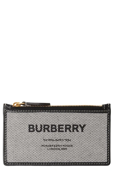 Shop Burberry Somerset Canvas & Leather Card Case In Black/ Tan