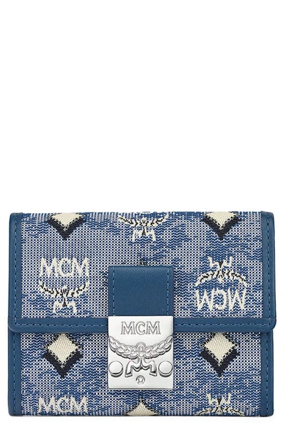 Shop Mcm Mini Trifold Wallet In Blue