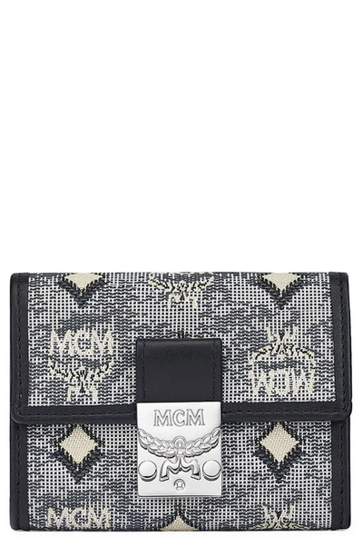 Shop Mcm Mini Trifold Wallet In Grey