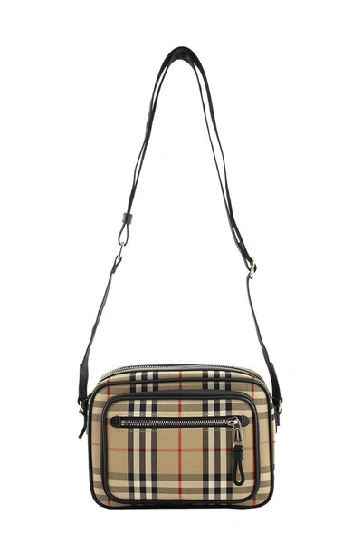 Shop Burberry Paddy - Vintage Check And Leather Crossbody Bag In Archive Beige