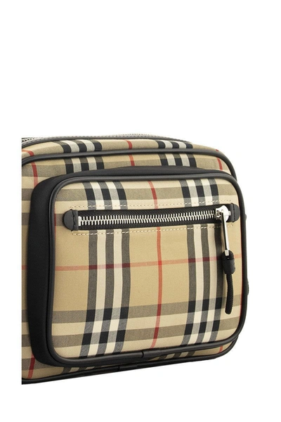 Shop Burberry Paddy - Vintage Check And Leather Crossbody Bag In Archive Beige
