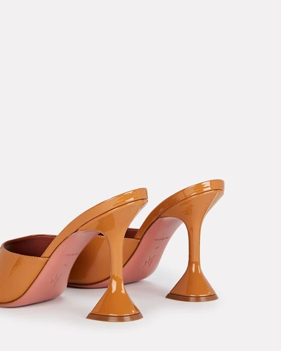 Shop Amina Muaddi Lupita Patent Leather Sandals In Brown