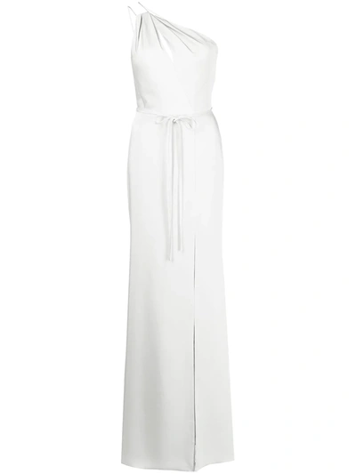 Shop Marchesa Notte Bridesmaids Asymmetric One-shoulder Gown In Grau
