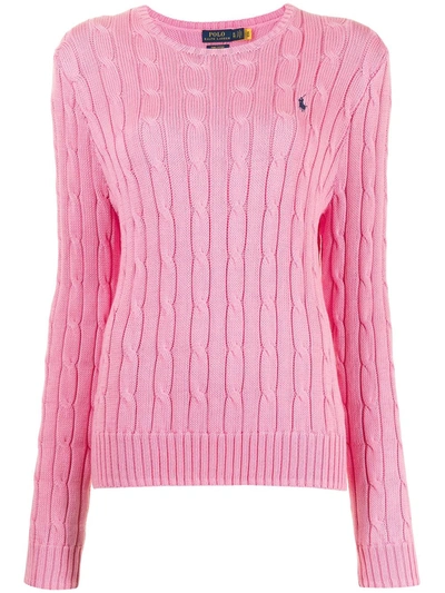 Shop Polo Ralph Lauren Cable-knit Cotton Jumper In Rosa