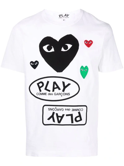 Shop Comme Des Garçons Play Heart Logo-print T-shirt In Weiss