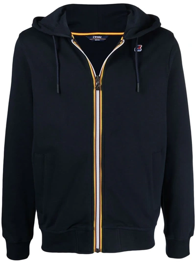 Kway Logo Patch Zipped Hoodie In Blau