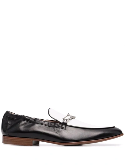Shop Lanvin Contrast-panel Loafers In Weiss
