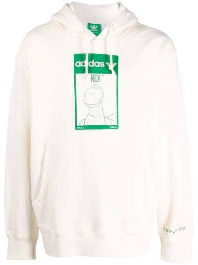 Shop Adidas Originals Rex Logo Drawstring Hoodie In Weiss