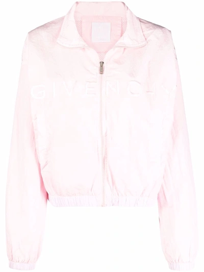 Shop Givenchy Embroidered-logo Track Jacket In Pink