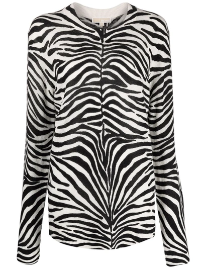 Shop Michael Michael Kors Zebra-pattern Cashmere Jumper In Weiss