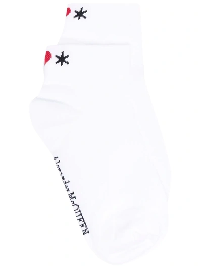 Shop Alexander Mcqueen Instarsia Logo Socks In White