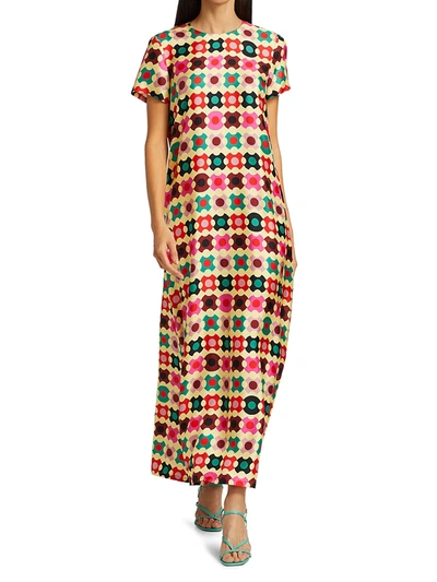 Shop La Doublej Long Swing Dress In Groovy Dot Giallo