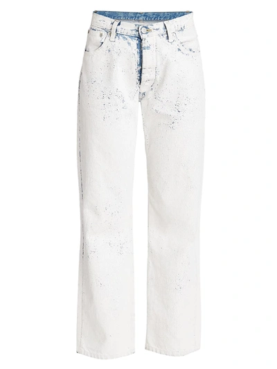 Shop Maison Margiela Women's Bianchetto Handpainted Staright-leg Jeans In White Crackle