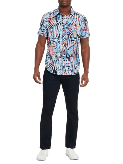 Shop Robert Graham Color Depth Palm-printed Short-sleeve Shirt In Neutral