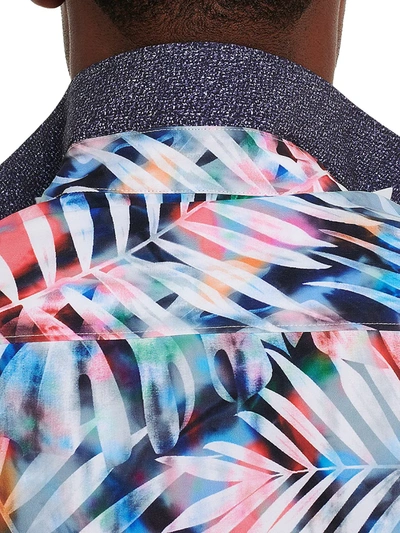 Shop Robert Graham Color Depth Palm-printed Short-sleeve Shirt In Neutral