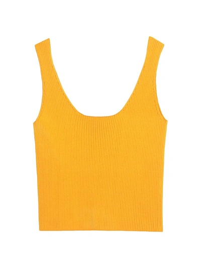 Shop Sandro Women's Alya Ribbed Knit Cropped Tank Top In Yellow