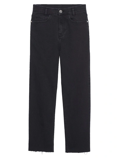 Shop Sandro Women's Straight-cut Jeans With Raw Edges In Black