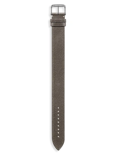 Shop Tom Ford Men's Pebble Grain Leather Watch Strap In Grey