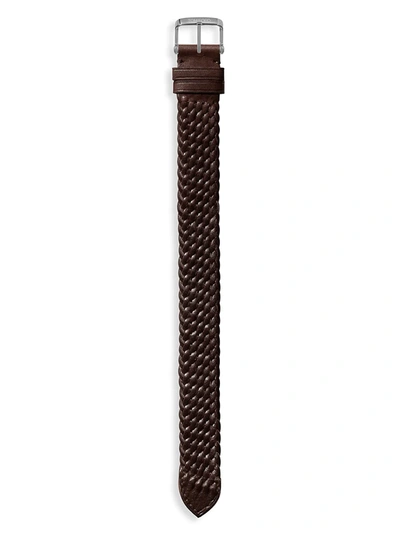 Shop Tom Ford Braid Leather Watch Strap In Dark Brown