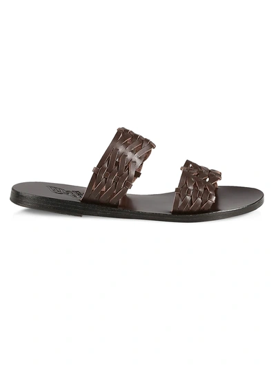 Shop Ancient Greek Sandals Women's Melia Woven Leather Sandals In Brown