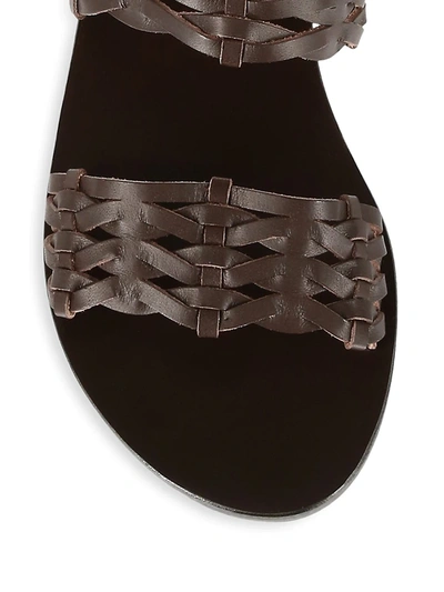 Shop Ancient Greek Sandals Women's Melia Woven Leather Sandals In Brown