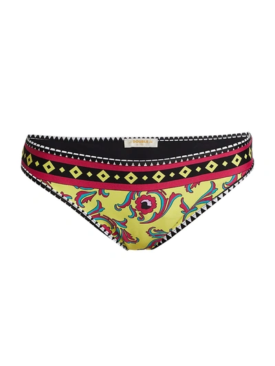 Shop La Doublej Women's Printed Low-rise Bikini Bottom In Cartwheel Giallo