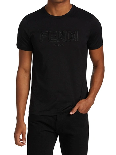 Shop Fendi A Jour T-shirt In Black