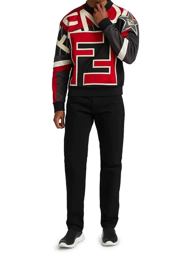 Shop Fendi Multicolor Logo Cotton Sweatshirt In Red Black