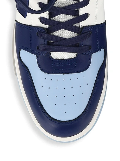 Shop Off-white Out Of Office Patchwork Leather Sneakers In Light Blue