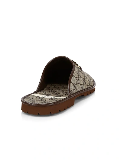 Shop Gucci Men's Elea Slippers With Horsebit In Beige Ebony