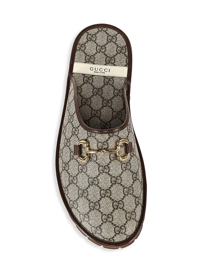 Shop Gucci Men's Elea Slippers With Horsebit In Beige Ebony