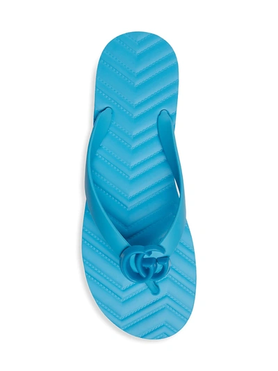 Shop Gucci Chevron Thong Sandal In Blue