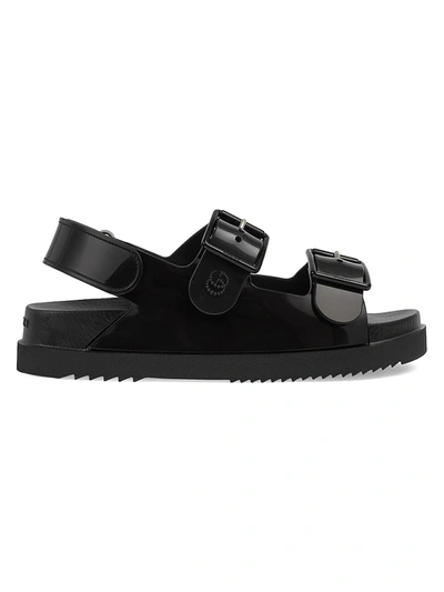 Shop Gucci Gg Rubber Sandals In Nero