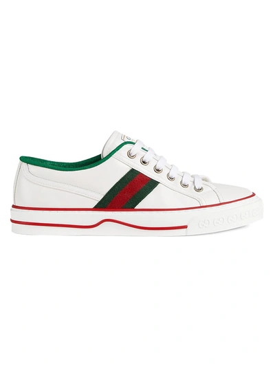 Shop Gucci Gg Tennis Leather Sneaker In White