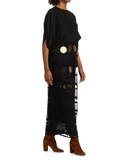 Shop Loewe Embroidered Maxi Dress In Black