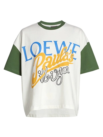 Shop Loewe Paula's Ibiza Short Oversize T-shirt In Cream Green