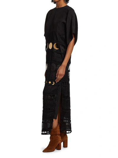 Shop Loewe Embroidered Maxi Dress In Black