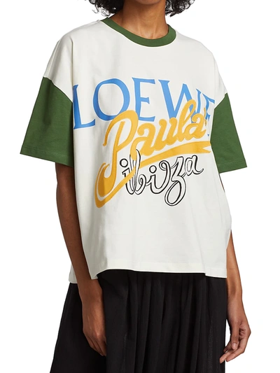 Shop Loewe Paula's Ibiza Short Oversize T-shirt In Cream Green