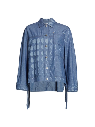 Shop Loewe Moon-print Oversize T-shirt In Blue Print