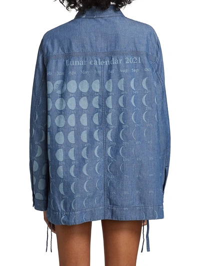 Shop Loewe Moon-print Oversize T-shirt In Blue Print