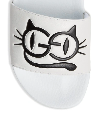 Shop Gucci Pursuit Cat Slides In Nero