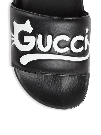 Shop Gucci Pursuit Cat Slides In Great White