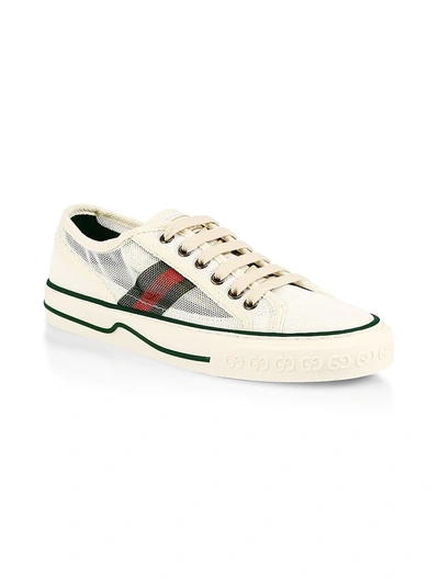 Shop Gucci Gg Tennis Web Sneakers In White